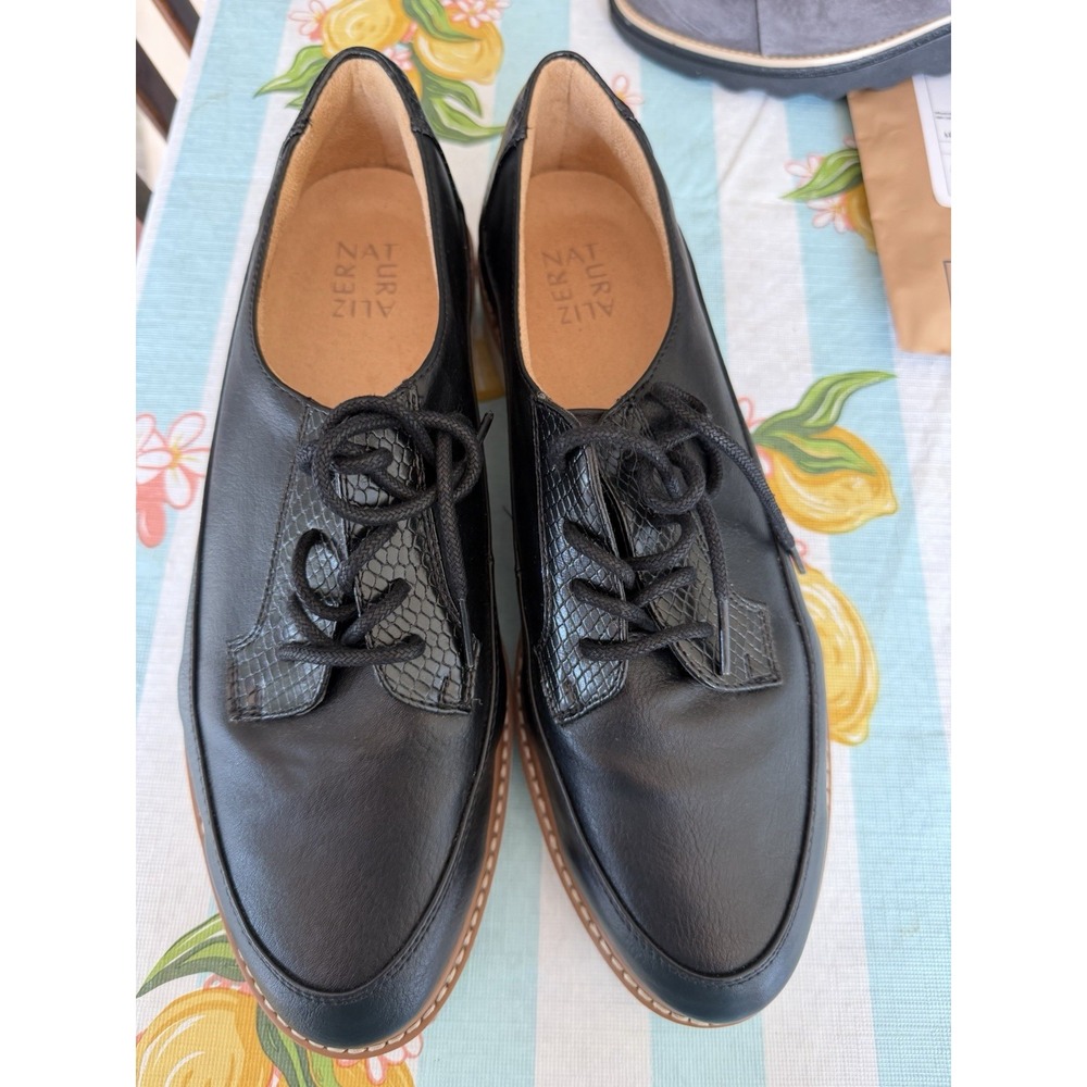 Naturalizer Black Size 11 Wide Oxfords Leather Shoes Lace Up Comfort -C1 - Picture 6 of 6